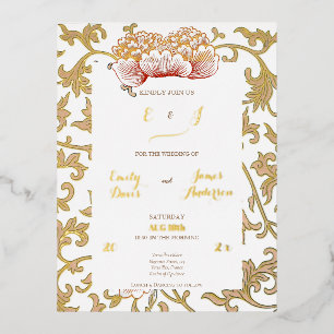 Vintage Floral Ornament by Owen Jones Classic Foil Invitation Postcard