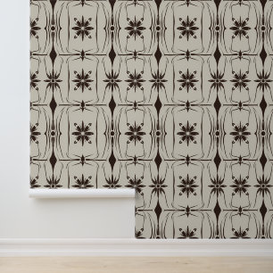 Vintage Floral Ornament Pattern in Brown Wallpaper