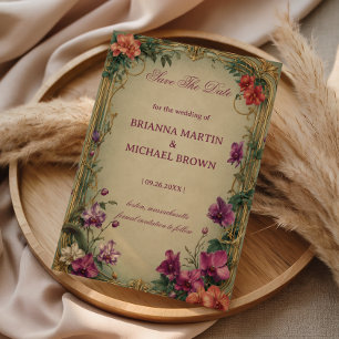 Vintage Floral Ornamental Romantic Save The Date