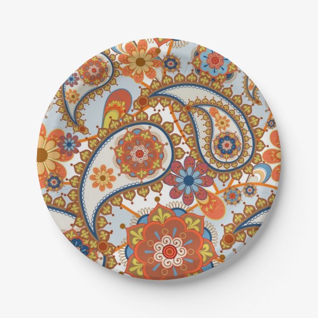 Vintage Floral Paisley Matching Dinnerware Set (Front)