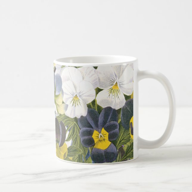Vintage Floral Pansy Flowers Pattern Mug (Right)