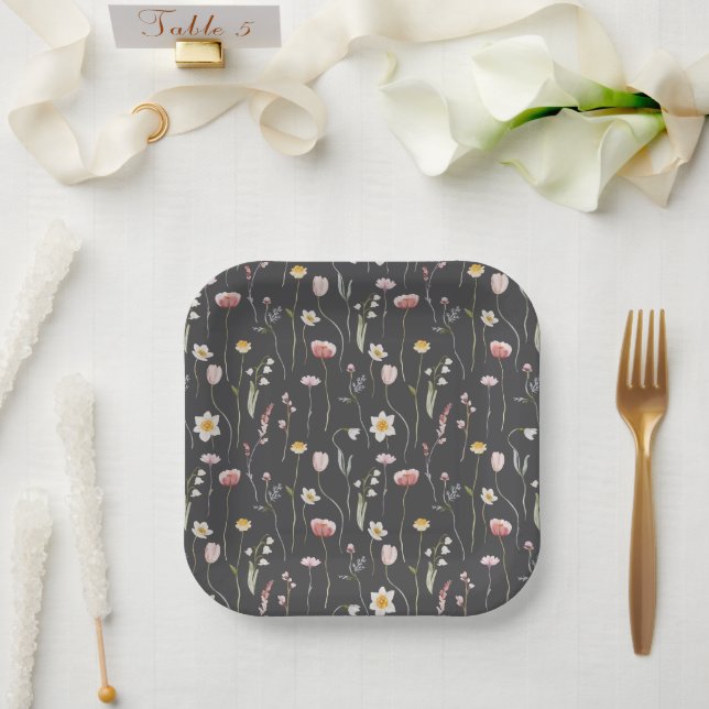 Vintage Floral Paper Plate (Wedding)