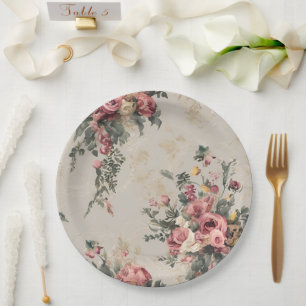 Vintage Floral Paper Plate