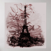 Vintage Floral Paris Eiffel Tower