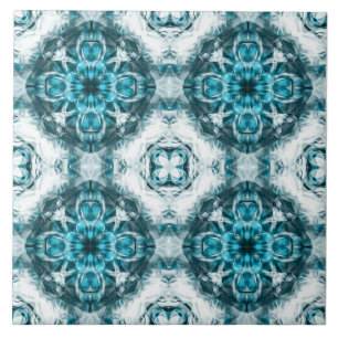 Vintage, floral, pastel blue, white, light grey tile