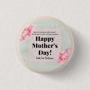 Vintage Floral Pastel Pink Purple Mothers Day 1 Inch Round Button