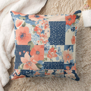 Vintage Floral Patchwork Pattern (11) Throw Pillow