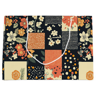 Vintage Floral Patchwork Pattern (1) Large Gift Bag