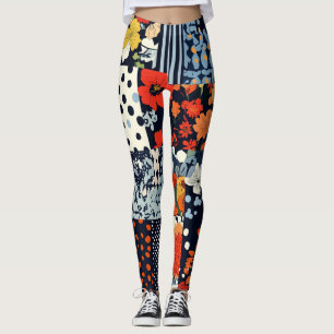 Vintage Floral Patchwork Pattern (3) Leggings