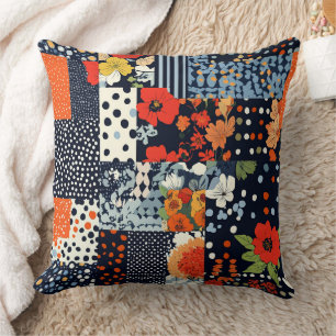 Vintage Floral Patchwork Pattern (3) Throw Pillow