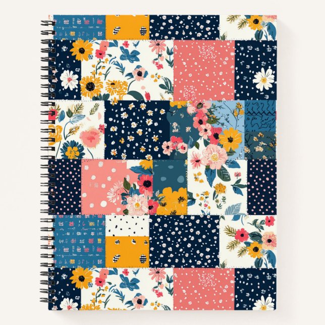 Vintage Floral Patchwork Pattern (4) Notebook (Front)