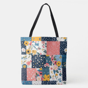 Vintage Floral Patchwork Pattern (4) Tote Bag