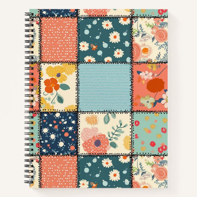Vintage Floral Patchwork Pattern (6) Notebook (Front)