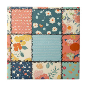 Vintage Floral Patchwork Pattern (6) Tile