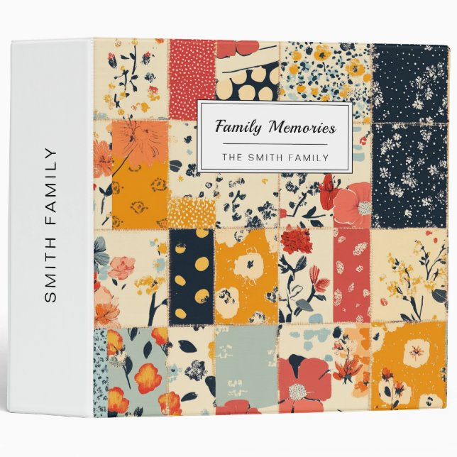 Vintage Floral Patchwork Pattern (8) Binder (Front/Spine)