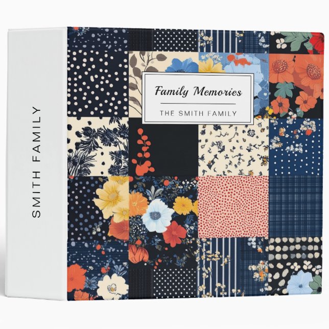 Vintage Floral Patchwork Pattern (9) Binder (Front/Spine)