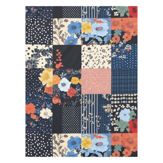 Vintage Floral Patchwork Pattern (9) Tablecloth (Front)