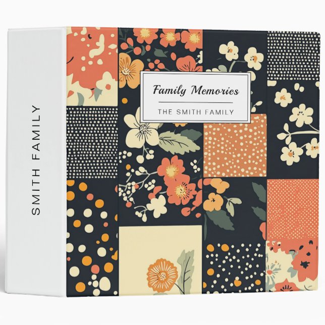 Vintage Floral Patchwork Pattern Binder (Front/Spine)