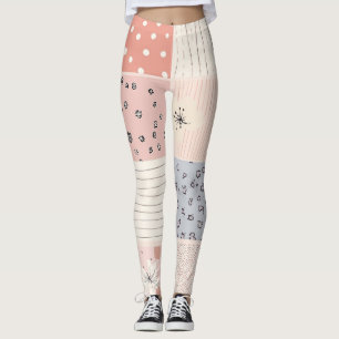 Vintage Floral Patchwork Pattern - Pastel (10) Leggings