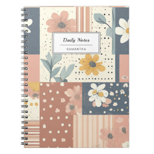 Vintage Floral Patchwork Pattern - Pastel (11) Notebook