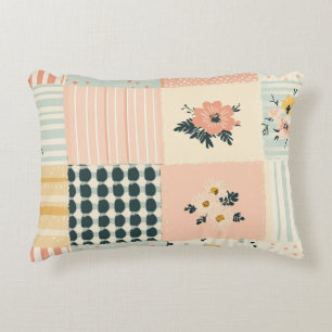 Vintage Floral Patchwork Pattern - Pastel (12) Accent Pillow
