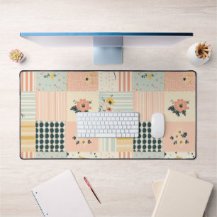 Vintage Floral Patchwork Pattern - Pastel (12) Desk Mat