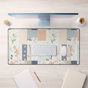 Vintage Floral Patchwork Pattern - Pastel (4) Desk Mat