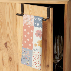 Vintage Floral Patchwork Pattern - Pastel (9) Kitchen Towel