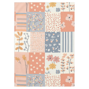 Vintage Floral Patchwork Pattern - Pastel (9) Tablecloth