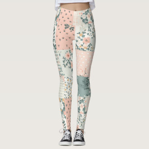 Vintage Floral Patchwork Pattern - Pastel Leggings
