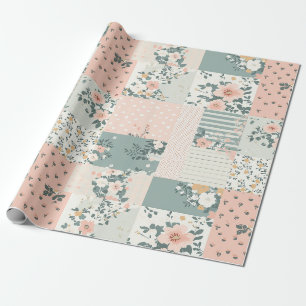 Vintage Floral Patchwork Pattern - Pastel Wrapping Paper