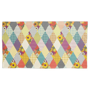 vintage floral patchwork quilt pillowcase
