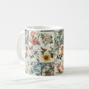 Vintage Floral Patchwork Style Design Coffee Mug