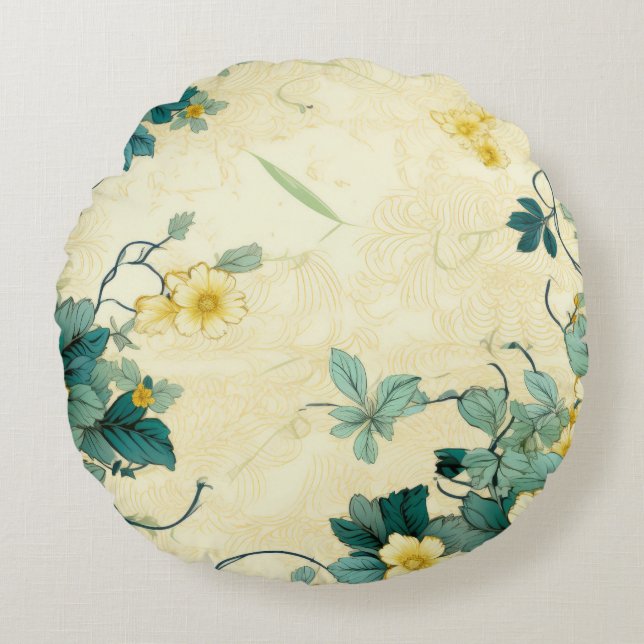 Vintage Floral Pattern (4) Round Pillow (Front)
