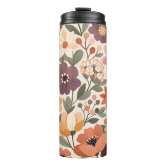 Vintage Floral Pattern All-Over Print Drinkware Thermal Tumbler