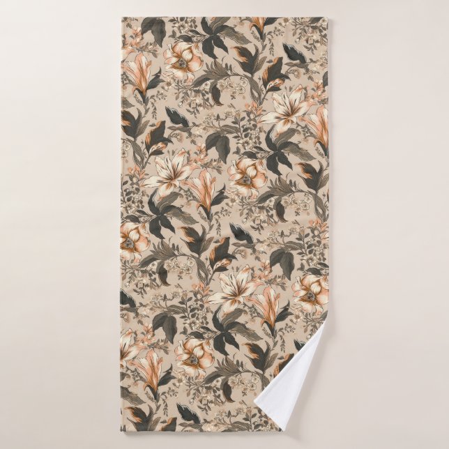 Vintage Floral Pattern Bath Towel (Bath Towel)