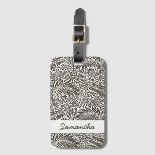 Vintage Floral Pattern Black Nature William Morris Luggage Tag
