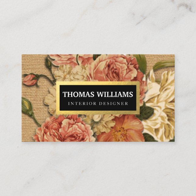 Vintage Floral Pattern Business Card (Front)