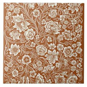 Vintage Floral Pattern, Caramel Colour Tile