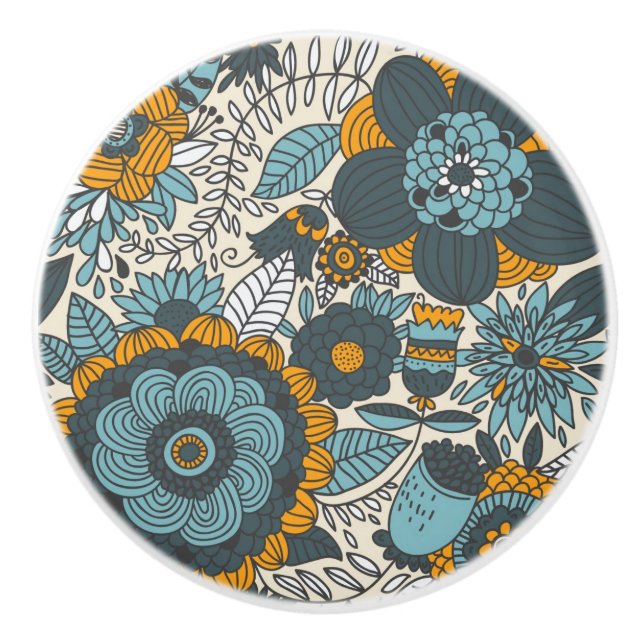 Vintage floral pattern ceramic knob (Front)