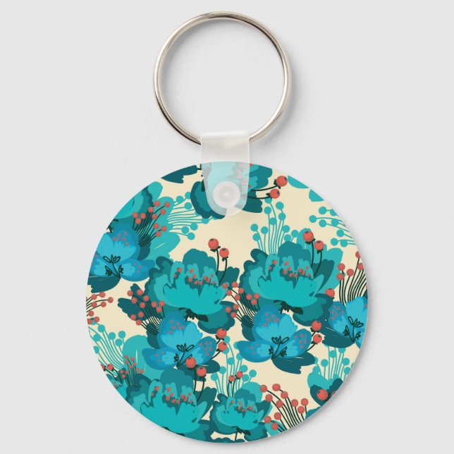 Vintage floral pattern, delicate flowers. keychain (Front)