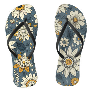 Vintage Floral Pattern Flip Flops