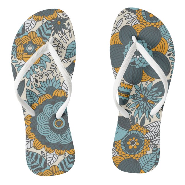 Vintage floral pattern flip flops (Footbed)
