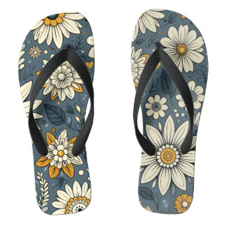 Vintage Floral Pattern Flip Flops