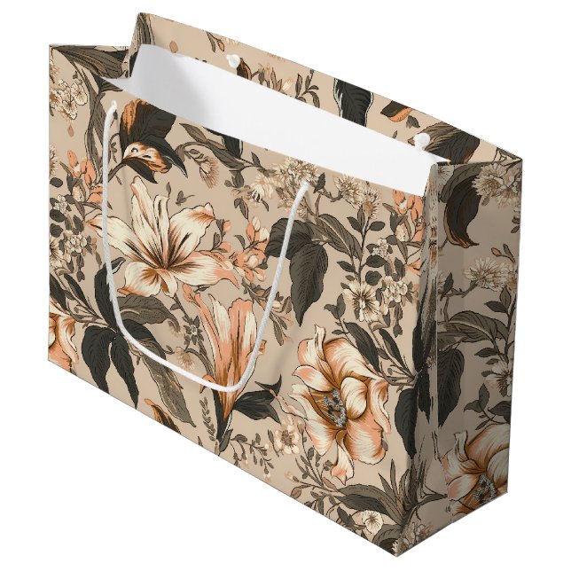 Vintage Floral Pattern Gift Bag (Front Angled)