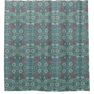 Vintage Floral Pattern Green Blue Red White