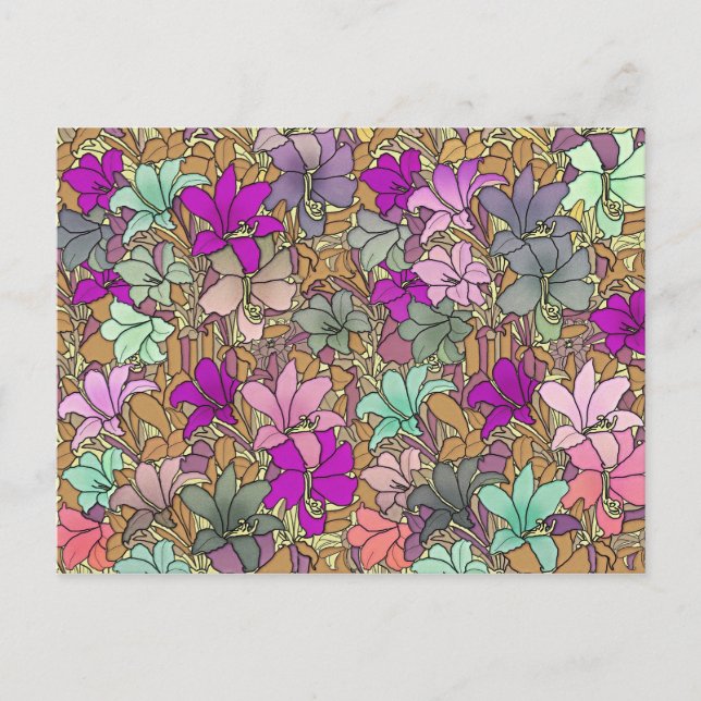 Vintage Floral Pattern Illustration Postcard (Front)