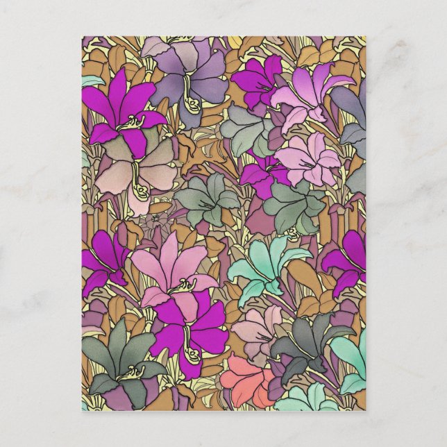 Vintage Floral Pattern Illustration Postcard (Front)