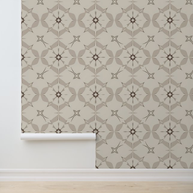 Vintage Floral Pattern in Beige Tones Wallpaper (Application)