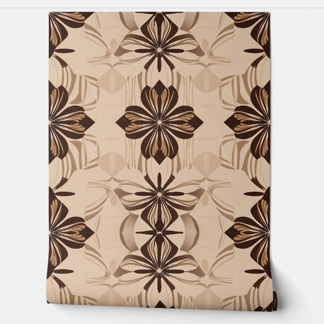 Vintage Floral Pattern in Earthy Tones Wallpaper (Unrolling)